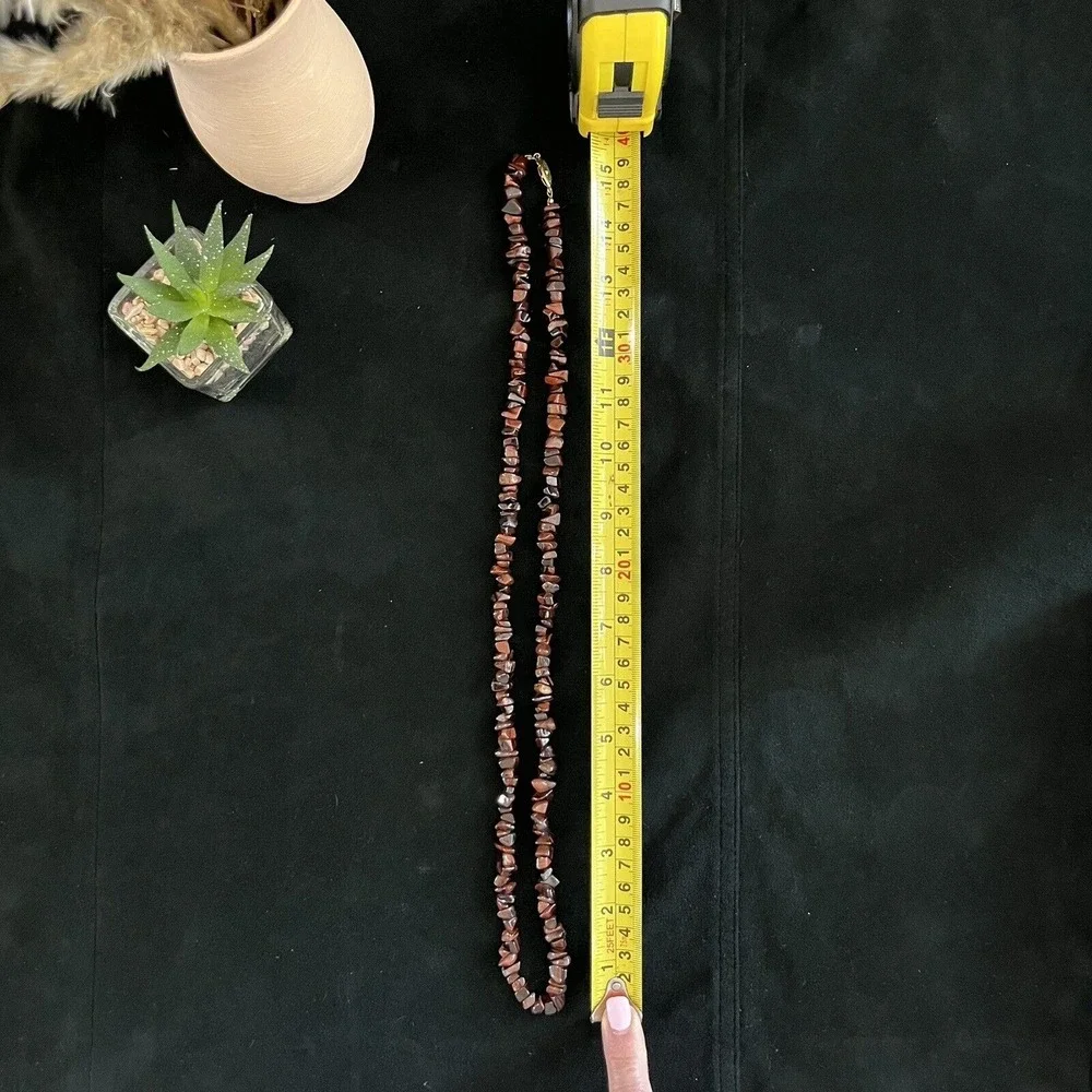 Polished Agate Necklace Red Brown 30